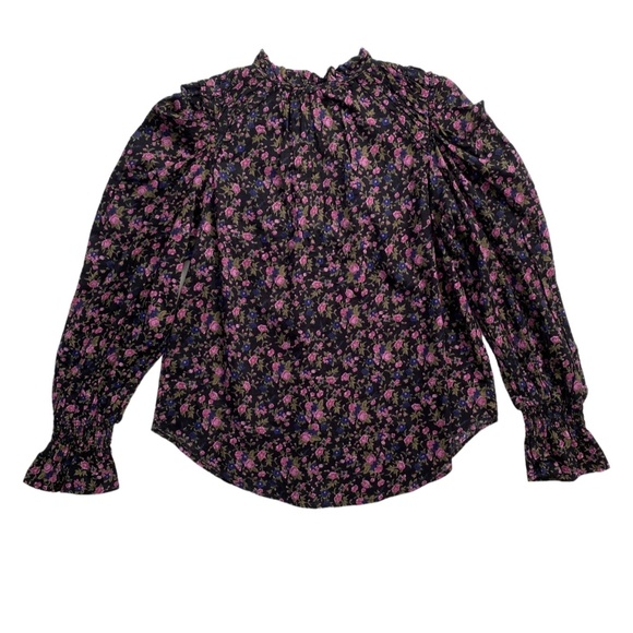 Free People Nwt Meant To Be Black Combo Floral Cotton Blouse Top Small S - Picture 3 of 3